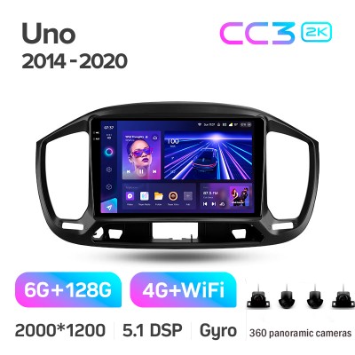 Штатна магнітола Teyes CC3 6+128 Gb з коловим оглядом 360° Fiat Uno 2014-2020 9" 2k (L1)