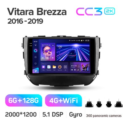 Штатна магнітола Teyes CC3 6+128 Gb з коловим оглядом 360° Suzuki Vitara Brezza 2016-2019 9" 2k
