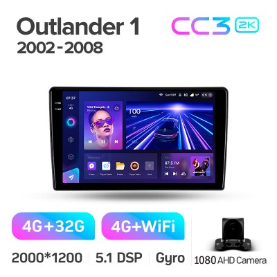 Штатна магнітола Teyes CC3 4+32 Gb Mitsubishi Outlander 1 2002-2008 (F2) 9" 2k