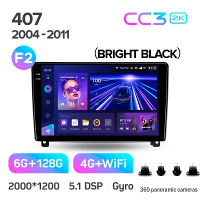 Штатна магнітола Teyes CC3 6+128 Gb з коловим оглядом 360° Peugeot 407 1 2004 - 2011 (F2) 9" 2k (L2)
