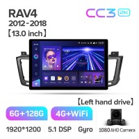 Штатна магнітола Teyes CC3 6+128 Gb Toyota RAV4 4 XA40 5 XA50 2012-2018 13" 2k