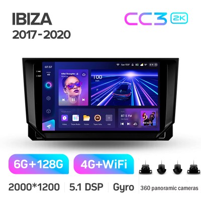 Штатна магнітола Teyes CC3 6+128 Gb з коловим оглядом 360° Seat Ibiza 2017-2020 9" 2k (L1)