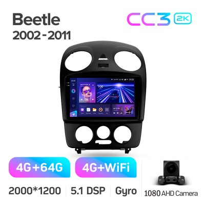 Штатна магнітола Teyes CC3 4+64 Gb Volkswagen Beetle A4 2002 - 2011 9" 2k