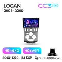 Штатна магнітола Teyes CC3 4+64 Gb Renault Logan 1 2004-2009 9" 2k