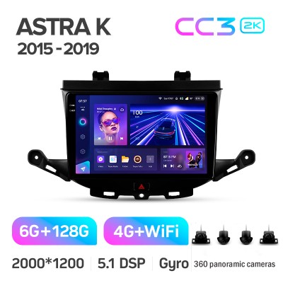 Штатна магнітола Teyes CC3 6+128 Gb з коловим оглядом 360° Opel Astra K 2015-2022 (A) 9" 2k