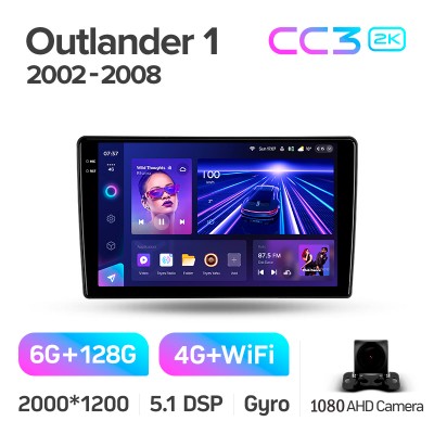 Штатна магнітола Teyes CC3 6+128 Gb Mitsubishi Outlander 1 2002-2008 (F2) 9" 2k
