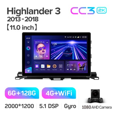 Штатна магнітола Teyes CC3 6+128 Gb Toyota Highlander 3 XU50 2013-2018 11" 2k (L1)