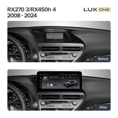 Штатна магнітола Teyes LUX ONE 6+128 Gb Lexus RX270 3 RX450h 3 AL10 2008-2015 RX450h 4 AL20 (D1) 2015-2024 12.3" (L3)