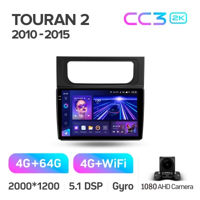 Штатна магнітола Teyes CC3 4+64 Gb Volkswagen Touran 2 1T 2010-2015 10" 2k