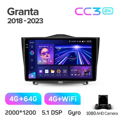 Штатна магнітола Teyes CC3 4+64 Gb LADA Granta Cross 2018-2023 9" 2k