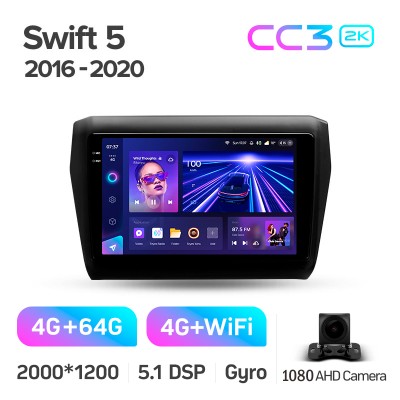 Штатна магнітола Teyes CC3 4+64 Gb Suzuki Swift 5 2016-2020 9" 2k
