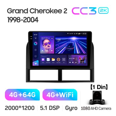 Штатна магнітола Teyes CC3 4+64 Gb Jeep Grand Cherokee II WJ (1 Din) 1998-2004 9" 1din 2k