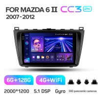 Штатна магнітола Teyes CC3 6+128 Gb з коловим оглядом 360° Mazda 6 2 GH 2007-2012 9" 2k