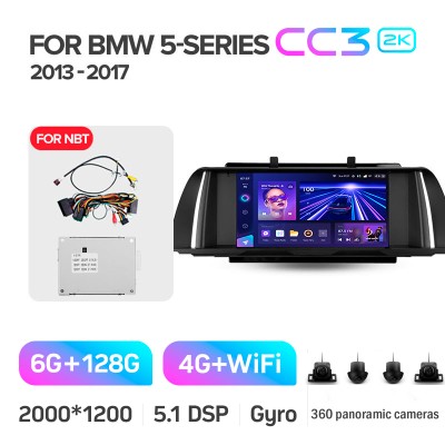 Штатна магнітола Teyes CC3 6+128 Gb з коловим оглядом 360° BMW 5 Series F10 F11 NBT 2013-2017 9" 2k (L3)