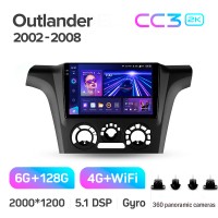 Штатна магнітола Teyes CC3 6+128 Gb з коловим оглядом 360° Mitsubishi Outlander 1 2002-2008 (F1) 9" 2k