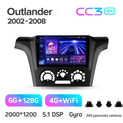 Штатна магнітола Teyes CC3 6+128 Gb з коловим оглядом 360° Mitsubishi Outlander 1 2002-2008 (F1) 9" 2k