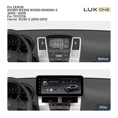 Штатна магнітола Teyes LUX ONE 4+32 Gb Lexus RX300 RX330 RX350 RX400H II 2 2003-2009 For Toyota Harrier XU30 II 2 2003-2013 (A) 12.3" (L3)