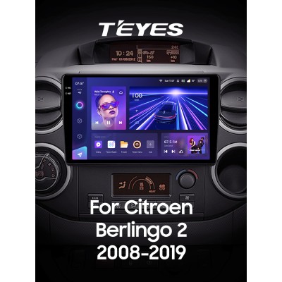 Штатна магнітола Teyes CC3 6+128 Gb з коловим оглядом 360° Citroen Berlingo 2 B9 2008-2019 9" 2k