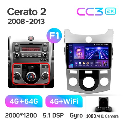 Штатна магнітола Teyes CC3 4+64 Gb Kia Cerato 2 TD 2008-2013 (F1) 9" 2k
