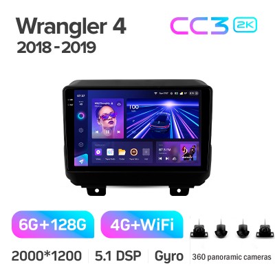 Штатна магнітола Teyes CC3 6+128 Gb з коловим оглядом 360° Jeep Wrangler 4 JL 2018-2019 9" 2k (L1)