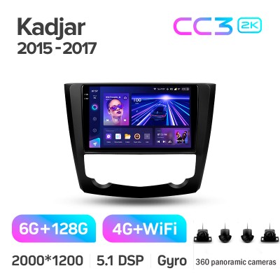 Штатна магнітола Teyes CC3 6+128 Gb з коловим оглядом 360° Renault Kadjar 2015-2017 9" 2k
