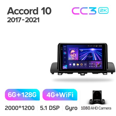 Штатна магнітола Teyes CC3 6+128 Gb Honda Accord 10 CV X 2017 - 2021 (B) 9" 2k
