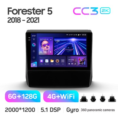 Штатна магнітола Teyes CC3 6+128 Gb з коловим оглядом 360° Subaru Forester 5 2018-2023 9" 2k
