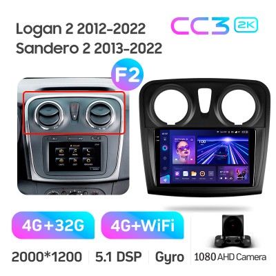 Штатна магнітола Teyes CC3 4+32 Gb Renault Logan 2 2012-2022 Sandero 2 2013-2022 (F2) (A) 9" 2k