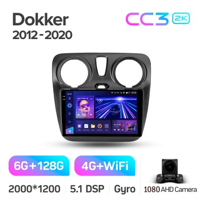 Штатна магнітола Teyes CC3 6+128 Gb Renault Dokker 2012-2020 9" 2k