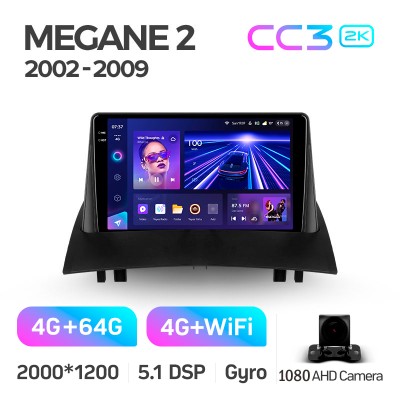 Штатна магнітола Teyes CC3 4+64 Gb Renault Megane 2 2002-2009 9" 2k