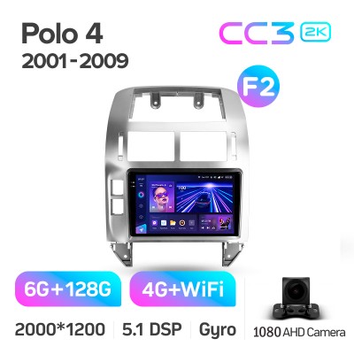 Штатна магнітола Teyes CC3 6+128 Gb Volkswagen Polo Mk4 IV 4 (F2) 2001-2009 9" 2k