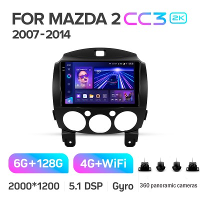 Штатна магнітола Teyes CC3 6+128 Gb з коловим оглядом 360° Mazda 2 DE 2007-2014 9" 2k