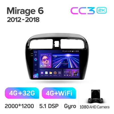 Штатна магнітола Teyes CC3 4+32 Gb Mitsubishi Mirage 6 2012-2018 9" 2k