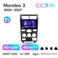 Штатна магнітола Teyes CC3 6+128 Gb з коловим оглядом 360° Ford Mondeo 3 2000-2007 (F1) 9" 2k