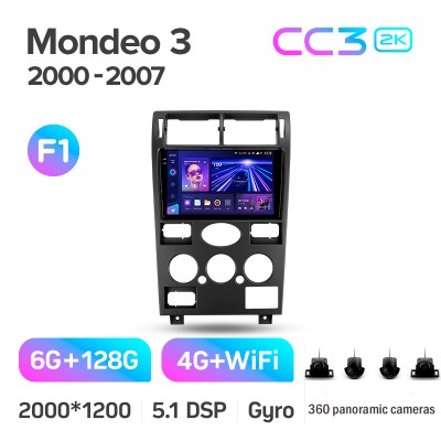 Штатна магнітола Teyes CC3 6+128 Gb з коловим оглядом 360° Ford Mondeo 3 2000-2007 (F1) 9" 2k