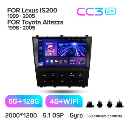 Штатна магнітола Teyes CC3 6+128 Gb з коловим оглядом 360° Lexus IS200 XE10 1999-2005 For Toyota Altezza XE10 1998-2005 9" 2k (L3)