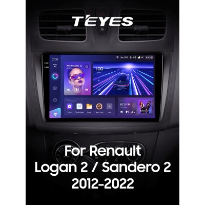 Штатна магнітола Teyes CC3 6+128 Gb Renault Logan 2 2012-2022 Sandero 2 2013-2022 (F2) (A) 9" 2k