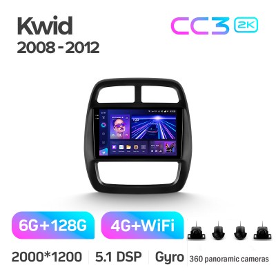 Штатна магнітола Teyes CC3 6+128 Gb з коловим оглядом 360° Renault KWID 2015-2019 9" 2k (L1)