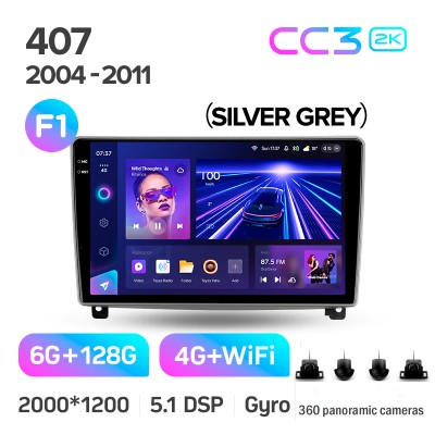 Штатна магнітола Teyes CC3 6+128 Gb з коловим оглядом 360° Peugeot 407 1 2004 - 2011 (F1) 9" 2k (L2)