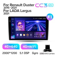 Штатна магнітола Teyes CC3 4+64 Gb Renault Duster (F1) 2015-2021 / LADA Largus I 1 2021 9" 2k (L1)