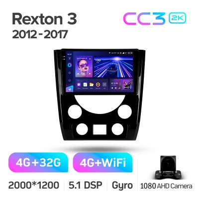 Штатна магнітола Teyes CC3 4+32 Gb SsangYong Rexton Y290 III 3 2012-2017 9" 2k
