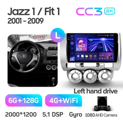 Штатна магнітола Teyes CC3 6+128 Gb Honda Jazz 1 GD Fit 1 2001 - 2009 9" 2k
