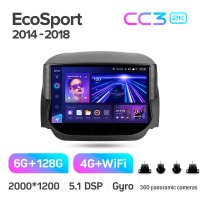 Штатна магнітола Teyes CC3 6+128 Gb з коловим оглядом 360° Ford EcoSport Eco Sport 2014-2018 9" 2k (L1)