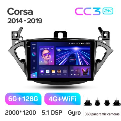 Штатна магнітола Teyes CC3 6+128 Gb з коловим оглядом 360° Opel Corsa 2014-2019 9" 2k
