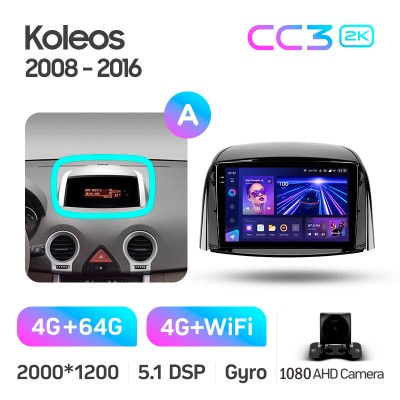 Штатна магнітола Teyes CC3 4+64 Gb Renault Koleos 2008 - 2016 (A) 9" 2k (L1)
