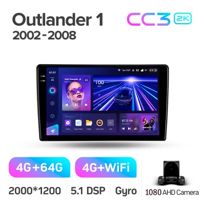 Штатна магнітола Teyes CC3 4+64 Gb Mitsubishi Outlander 1 2002-2008 (F2) 9" 2k