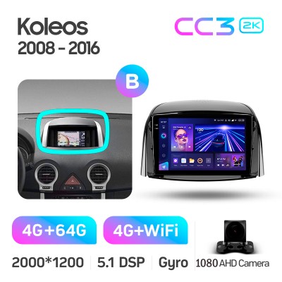Штатна магнітола Teyes CC3 4+64 Gb Renault Koleos 2008 - 2016 (A) 9" 2k (L1)