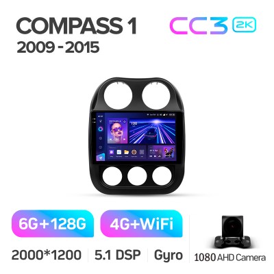 Штатна магнітола Teyes CC3 6+128 Gb Jeep Compass 1 MK 2009-2015 10" 2k