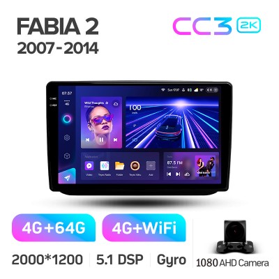 Штатна магнітола Teyes CC3 4+64 Gb Skoda Fabia 2 2007-2014 10" 2k