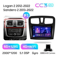 Штатна магнітола Teyes CC3 6+128 Gb Renault Logan 2 2012-2022 Sandero 2 2013-2022 (F1) (B) 9" 2k (L1)